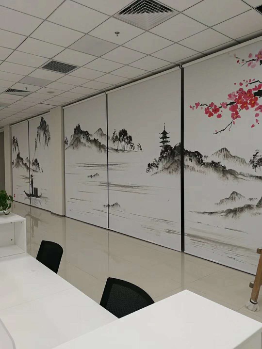山水画卷帘